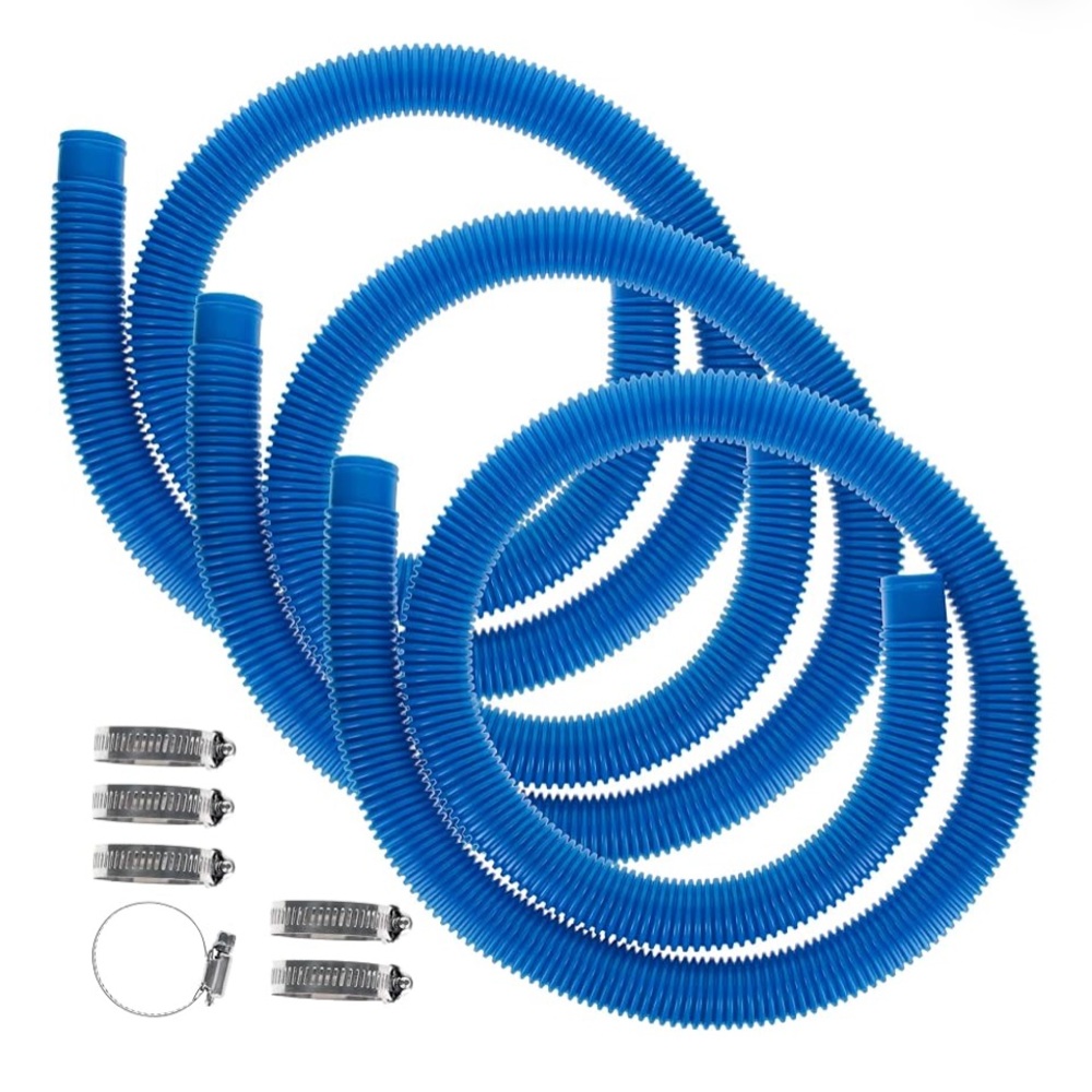 Blue Flexible Pool Vacuum Hose with Clamps